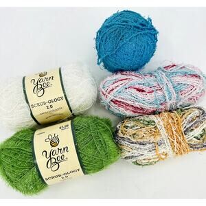 Yarn Bee Scrub-ology 2.0 and Cotton Yarn Mixed Lot Holograph Green blue